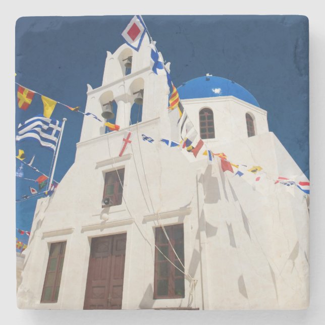 Grekland och den grekiska ön Santorini, staden Oia Underlägg Sten (Framsidan)