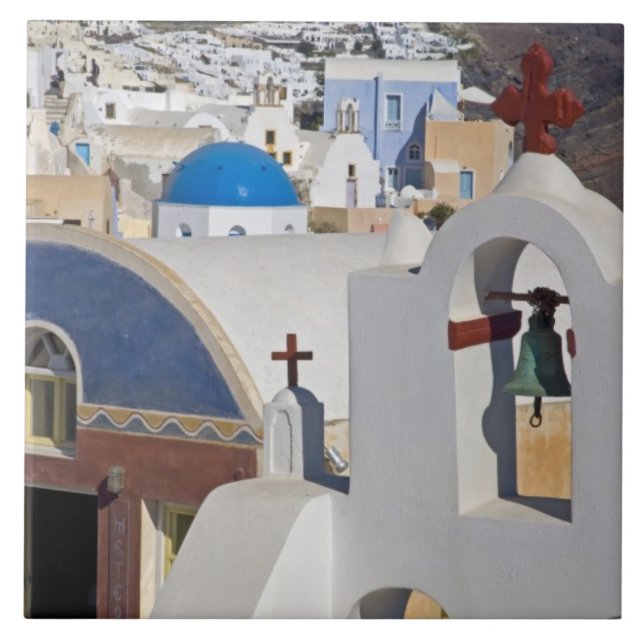 Grekland och den grekiska ön Santorinis stad Oia 5 Kakelplatta (Framsidan)