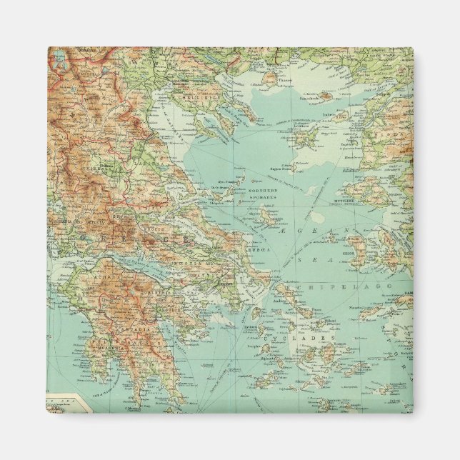 Grekland och Egeiska havet Magnet (Framsidan)