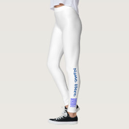 Grekland och grekisk flagga Blå personalisering  Leggings