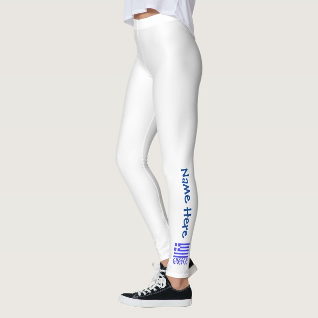 Grekland och grekisk flagga Blå personalisering  Leggings (Vänster)