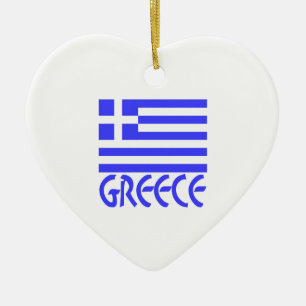 Grekland och grekisk flagga julgransprydnad keramik