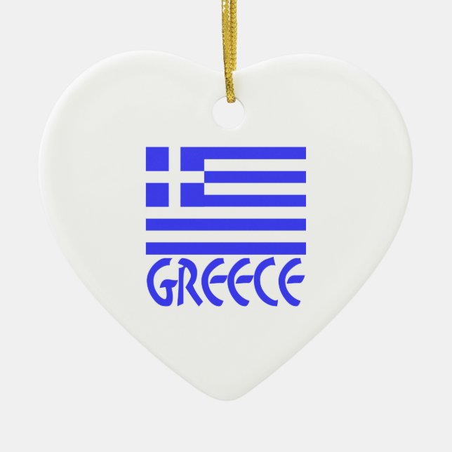 Grekland och grekisk flagga julgransprydnad keramik (Framsidan)
