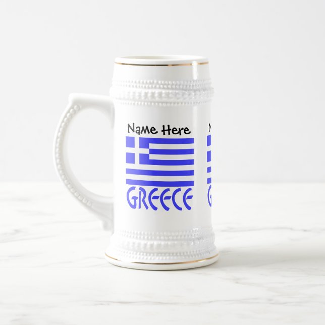 Grekland och grekisk flagga med ditt namn sejdel (Vänster)