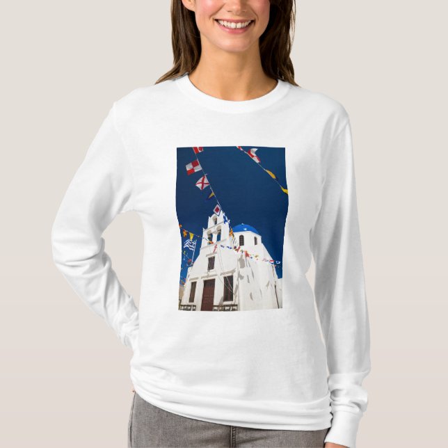 Grekland och grekiska ön Santorini staden Oia 4 T Shirt (Framsida)