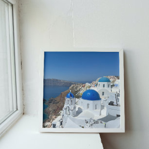 Grekland Oia Santorini Blue Dome Vacation Canvastryck
