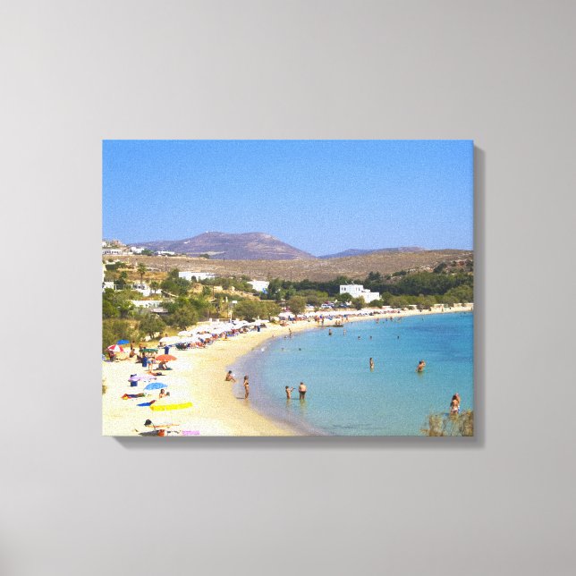 Grekland, Paros Island, Krios Beach från ovan Canvastryck (Framsida)