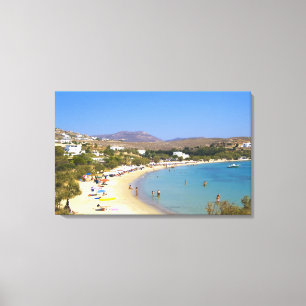 Grekland, Paros Island, Krios Beach från ovan Canvastryck