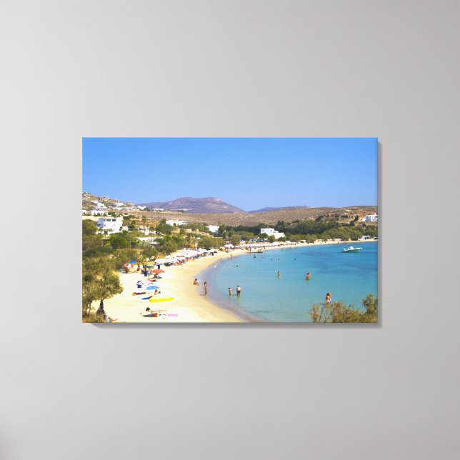 Grekland, Paros Island, Krios Beach från ovan Canvastryck (Framsida)