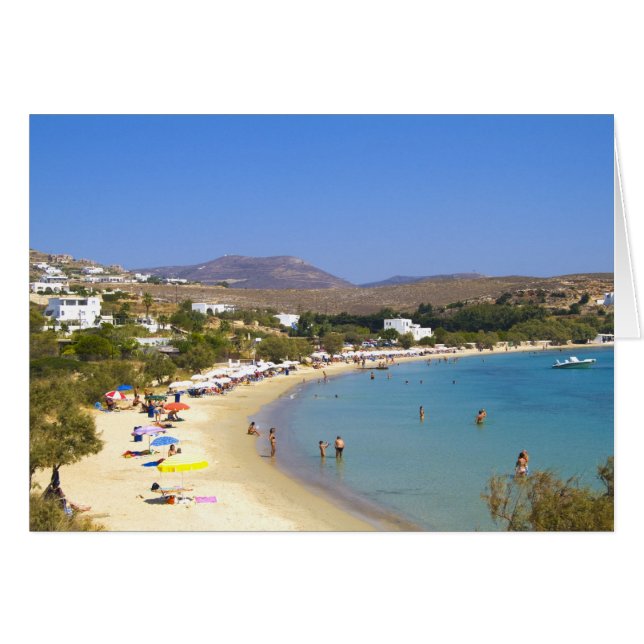 Grekland, Paros Island, Krios Beach från ovan Hälsningskort (Framsidan Horizontal)