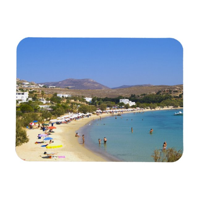 Grekland, Paros Island, Krios Beach från ovan Magnet (Horisontell)