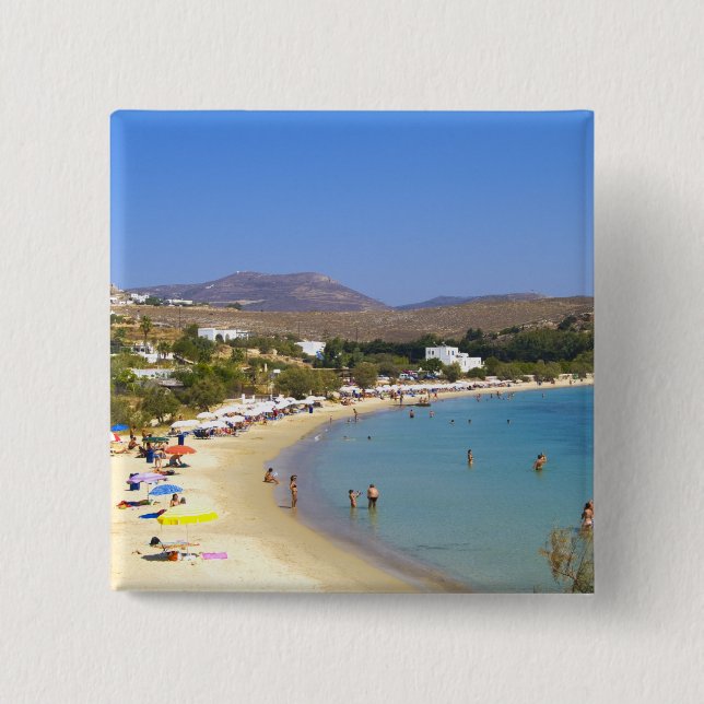 Grekland, Paros Island, Krios Beach ovanifrån Knapp (Framsida)
