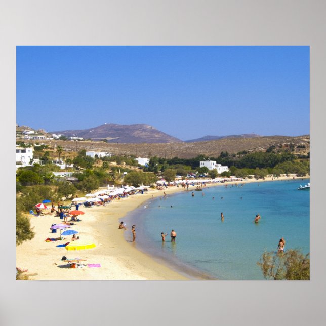 Grekland, Paros Island, Krios Beach ovanifrån Poster (Framsidan)