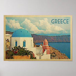 Grekland Poster Vintage resor Santorini Grekiska