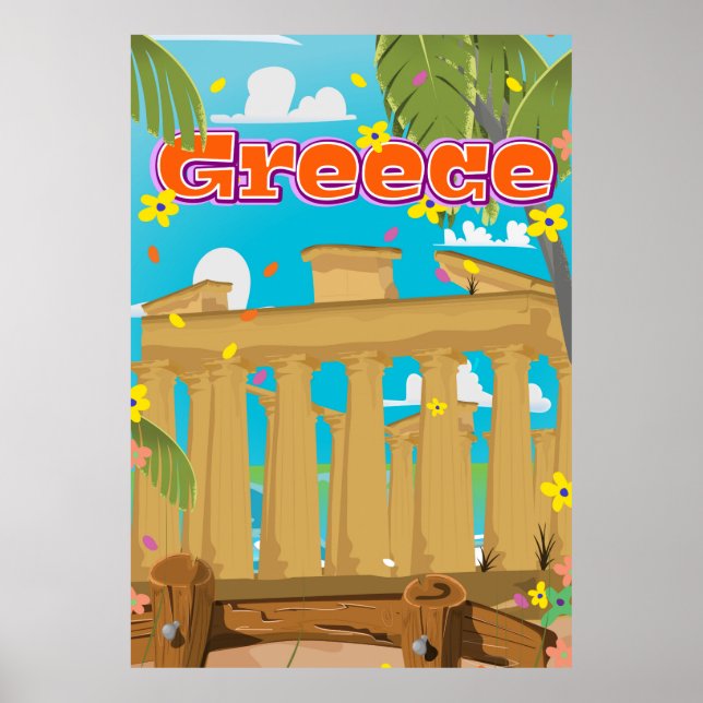Grekland Resa affisch. Poster (Framsidan)