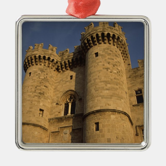 Grekland, Rhodes Town. Vy över palatset i Julgransprydnad Metall (Framsidan)