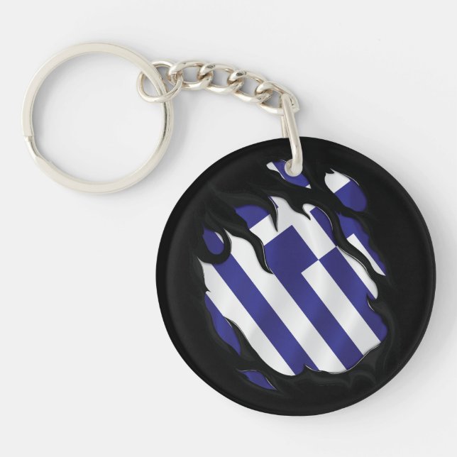 Grekland Rippad Flagga (Framsidan)