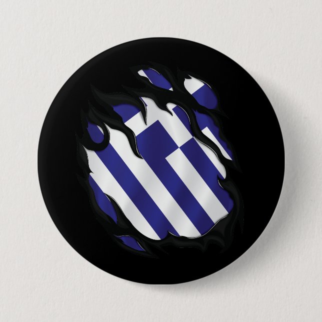 Grekland Rippad Flagga Knapp (Framsida)