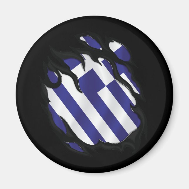 Grekland Rippad Flagga Magnet (Framsidan)