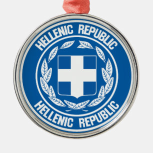 Grekland Round Emblem Julgransprydnad Metall