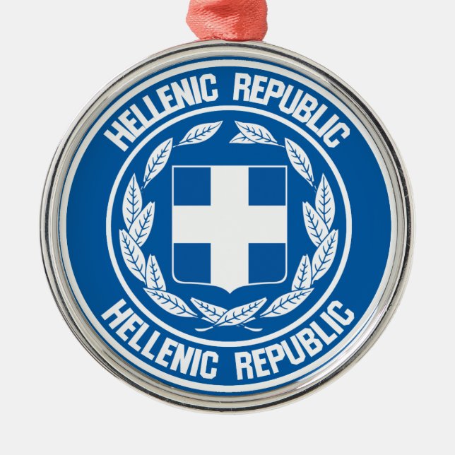 Grekland Round Emblem Julgransprydnad Metall (Framsidan)