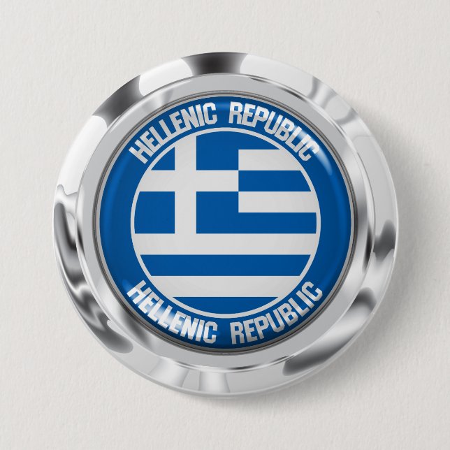 Grekland Round Emblem Knapp (Framsida)