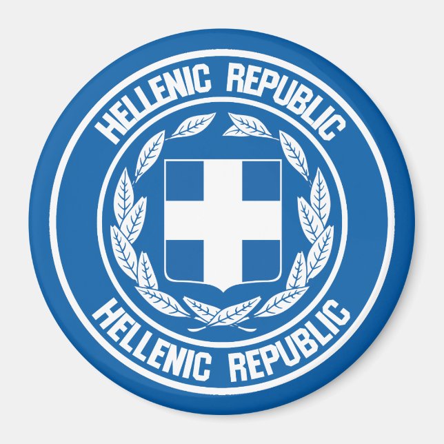 Grekland Round Emblem Magnet (Framsidan)