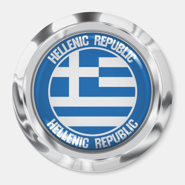 Grekland Round Emblem Magnet (Framsidan)