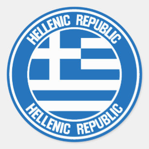 Grekland Round Emblem Runt Klistermärke