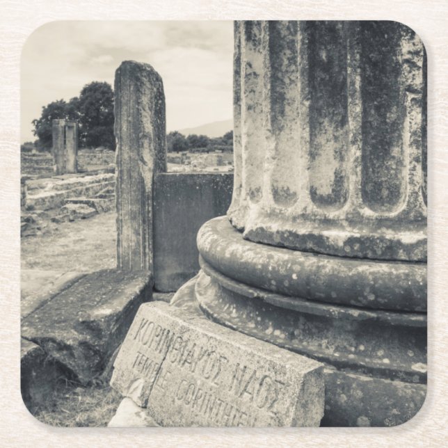 Grekland, ruiner av antika staden underlägg papper kvadrat (Framsidan)