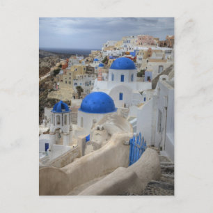 Grekland, Santorini. Kampanil och blå kupoler på 3 Vykort