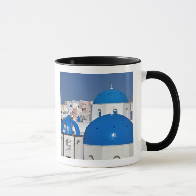 Grekland, Santorini. Kampanil och blå kupoler på Mugg (Höger)
