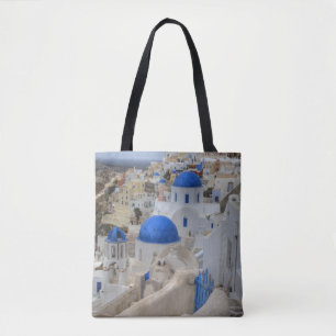 Grekland, Santorini. Klocktorn och blå kupoler Tygkasse