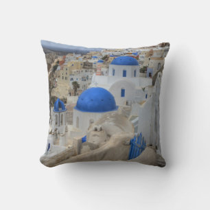 Grekland, Santorini. Klocktorn och blåa kupoler Kudde