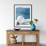 Grekland Santorini Landskap och Vas Poster<br><div class="desc">Grekland Santorini Landskap och Vas Poster. Denna vackra blå och vita strand poster underbart för att skapa en sommarhemsdekoration i ditt hem eller på ditt kontor.</div>