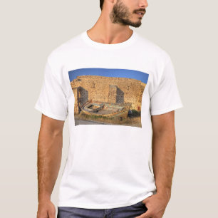 Grekland, Santorini, Oia. Gammal fiskebåt på torra T Shirt