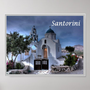 Grekland - Santorini - Thera - Thira - Chur - Poster