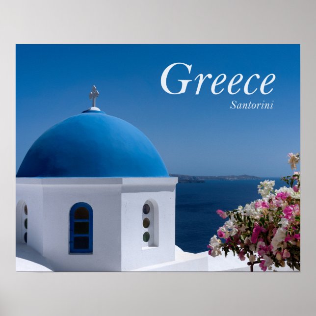 Grekland Santorini Travel Poster (Framsidan)
