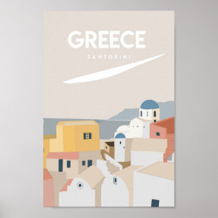 Grekland santorini vintage resor poster