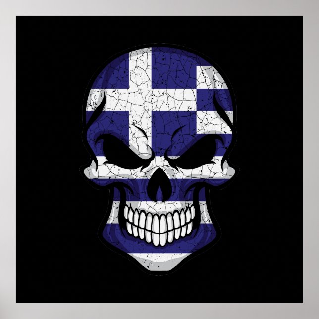 Grekland Smiling Skull Flagga Poster (Framsidan)