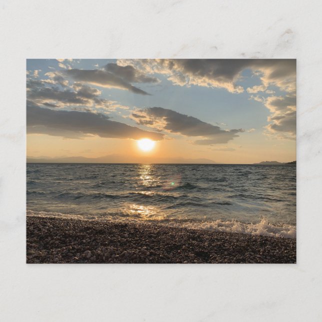 Grekland, solnedgång, havsvy, vykort (Framsida)