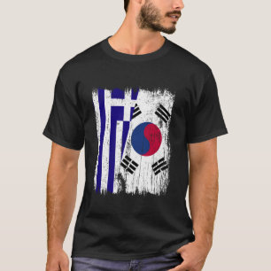 Grekland Sydkorea Halv Flagga Grekisk Sydkorean T Shirt