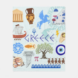 Grekland Symbols Travel Älskare Fleecefilt