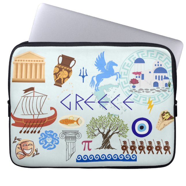 Grekland Symbols Travel Älskare Laptop Fodral (Framsidan)