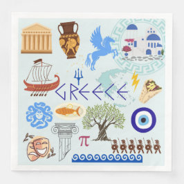 Grekland Symbols Travel Älskare Pappersservett