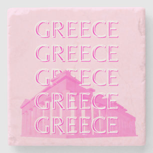 Grekland, Travel Art, Pastel Travel Art, Rosa Stenunderlägg