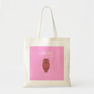 Grekland, Travel Art, Preppy, Retro Art, Rosa Tygkasse