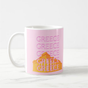 Grekland, Travel Art, Rosa Kaffemugg