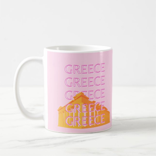 Grekland, Travel Art, Rosa Kaffemugg (Vänster)
