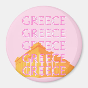 Grekland, Travel Art, Rosa Magnet